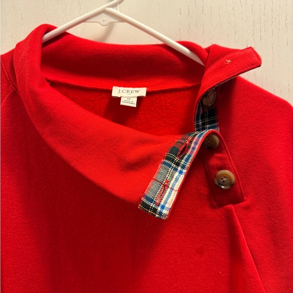 J. Crew Factory Tartan Button Neck Pullover Sweatshirt. Red Size M - Picture 6 of 11